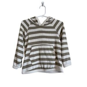 Easy Peasy striped olive hooded knit top long sleeves logo pocket Size 24m